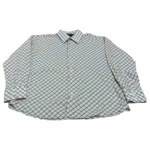 J Ferrar Men's Shirt Long/S Dress Diamond Check Red/Brown/Orange/Tan Siz…